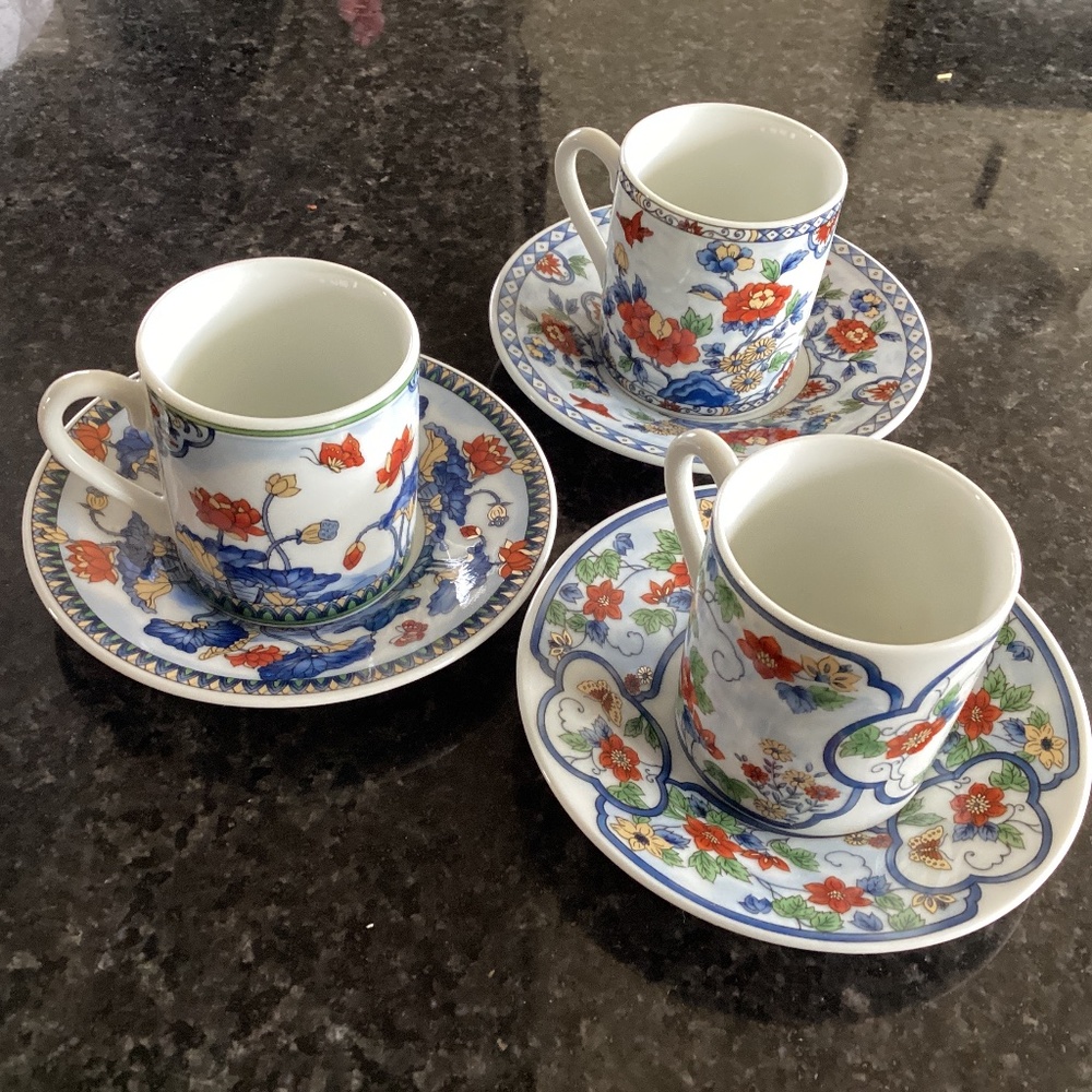 Coffee set for 3 Pottery House porcelain Japan